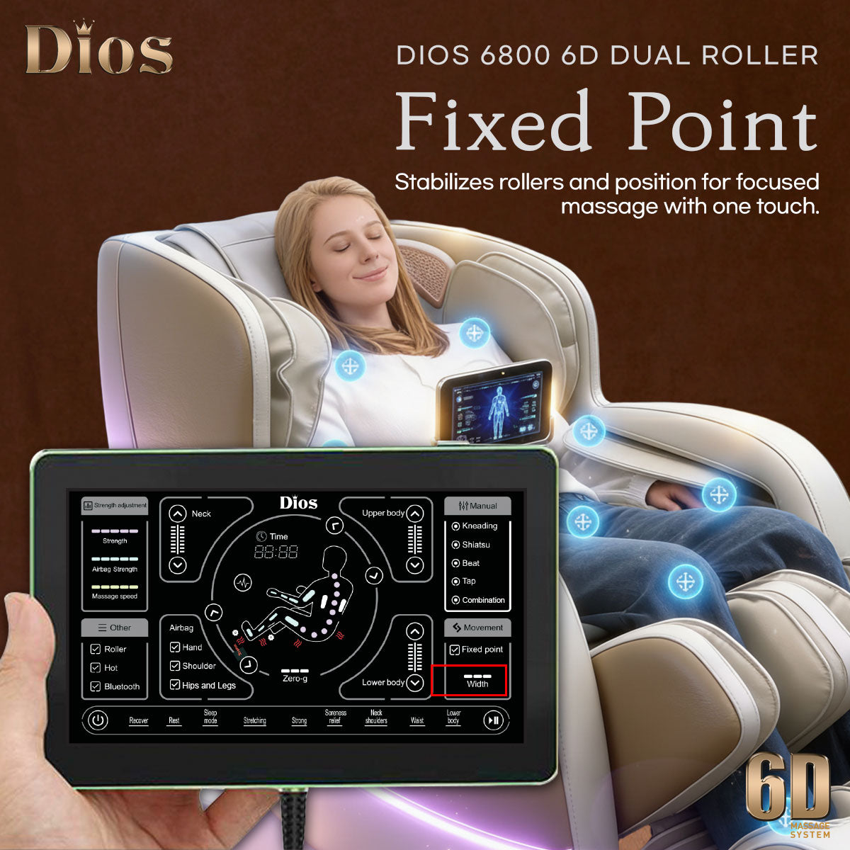 Kahuna Dios 6800 Massage Chair 6D Dual Core (3D+3D) Roller, Air Float System